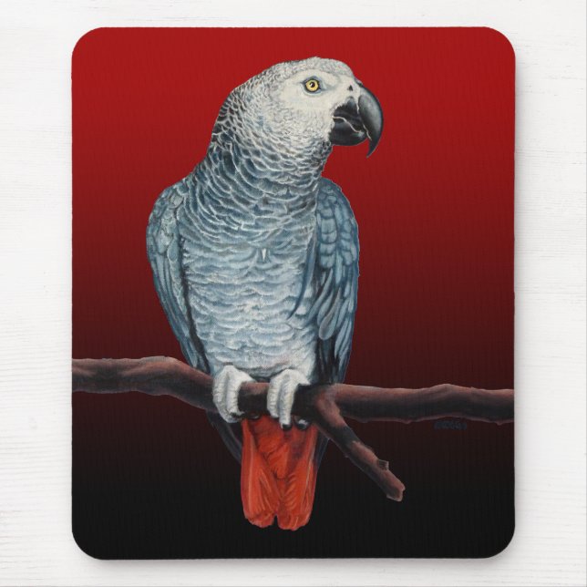 Parrot Art Mousepad African Grått Parrot Gifts Musmatta (Framsidan)