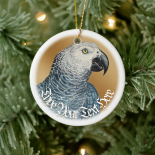 Parrot Art Ornaments Anpassningsbar African Grått Julgransprydnad Keramik