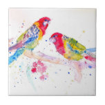 Parrot art Watercolor Painting Aqua Teal Kakelplatta<br><div class="desc">Parrot art Watercolor Painting Cushion Aqua Teal. En söt julklapp till vilken fågel som helst älskare. Designad och tagen från ett av mina ursprungliga teckning.</div>