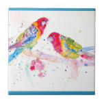 Parrot art Watercolor Painting Aqua Teal Kakelplatta<br><div class="desc">Parrot art Watercolor Painting Cushion Aqua Teal. En söt julklapp till vilken fågel som helst älskare. Designad och tagen från ett av mina ursprungliga teckning.</div>