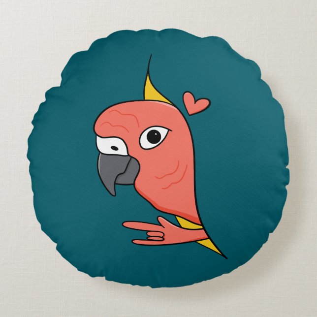 Parrot ASL I Kärlek Du - Dövet Kulturdesign Rund Kudde (Framsidan)