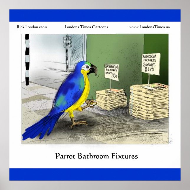 Parrot Bathroom Fixtures Fine Art Funny Poster (Framsidan)
