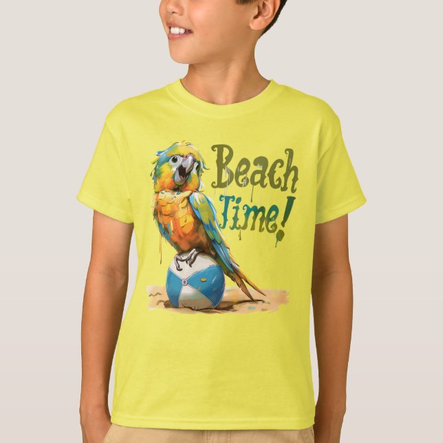 Parrot Beach Boll Beach Time T Shirt (Framsida)