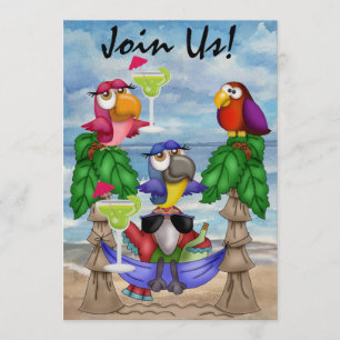 Parrot Beach Party-inbjudan - SRF Inbjudningar