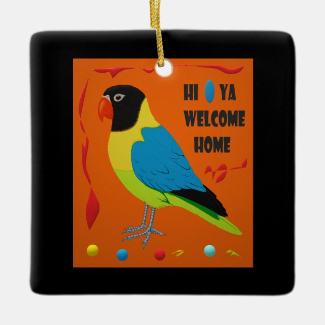 Parrot (bild) perfekt konst julgransprydnad keramik (Framsida)