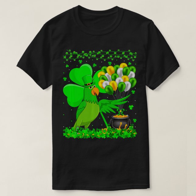 Parrot Bird Älskare Funny Shamrock Parrot St Patri T Shirt (Design framsida)