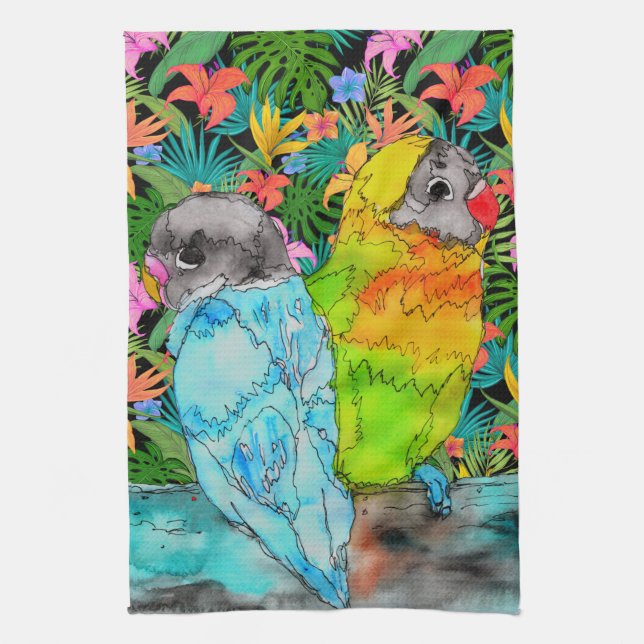 Parrot Bird Älskare Kitchen Towel Kökshandduk (Vertikal)