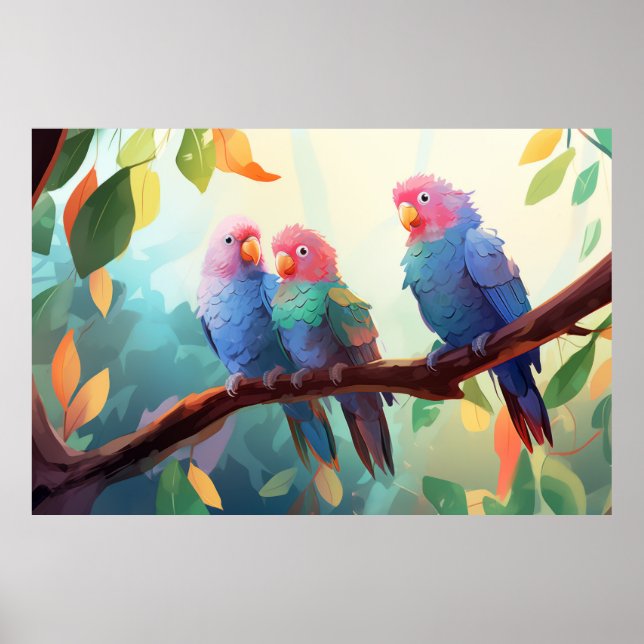 Parrot Bird Animal Jungle Nature Wilderness Poster (Framsidan)