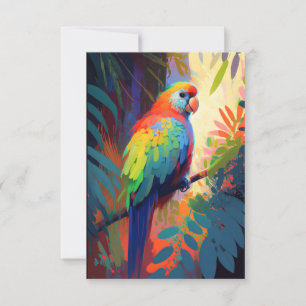 Parrot Bird Animal Porträtt Painting Wildlife Free Tack Kort