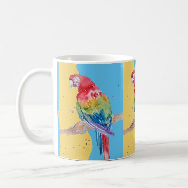 Parrot Bird Barn Boys Birthday Pastel Blue Mugg (Vänster)