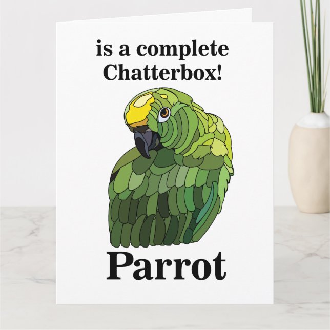 Parrot Bird Chatterbox Funny Birthday Kort (Framsida)