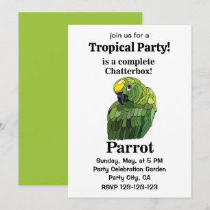 Parrot Bird Chatterbox Funny Tropical Party Inbjudningar