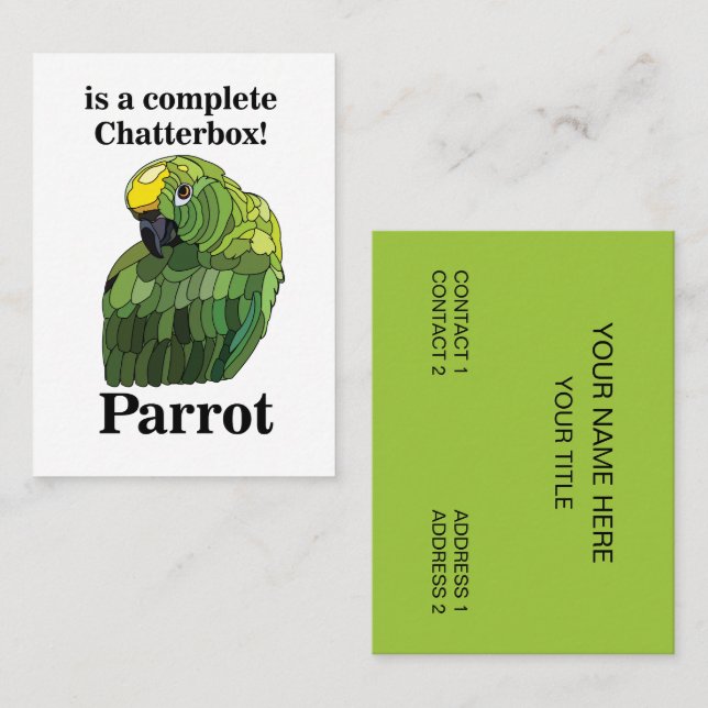 Parrot Bird Chatterbox Funny Tropical Visitkort (Fram/baksida)