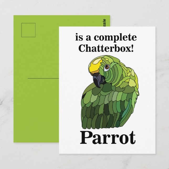 Parrot Bird Chatterbox Funny Vykort (Fram/baksida)