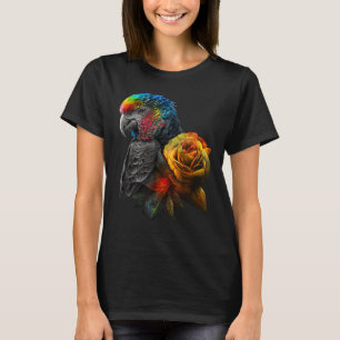 Parrot Bird Colorful Animal Flowers T Shirt