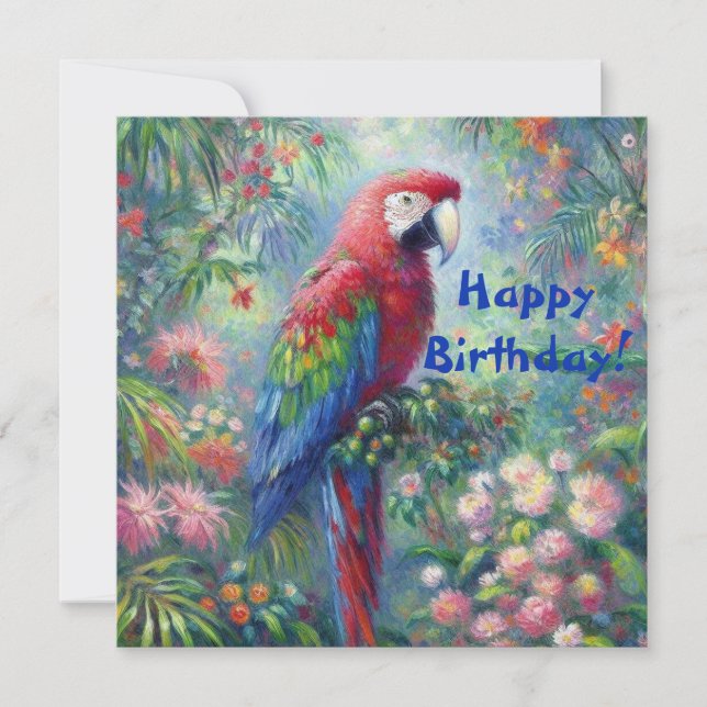 Parrot Bird Jungle Blommigt Birthday Card (Framsida)