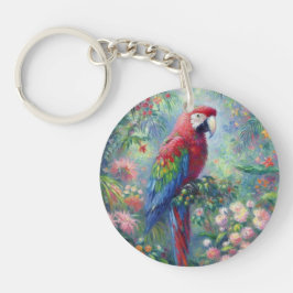 Parrot Bird Jungle Blommigt Impressionism Painting