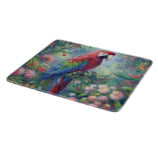 Parrot Bird Jungle Blommigt Impressionism Painting (Hörn)