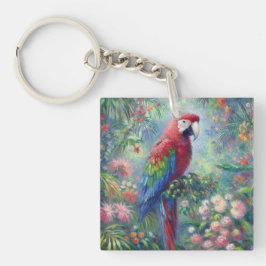 Parrot Bird Jungle Blommigt Impressionism Painting