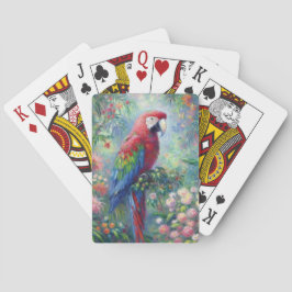 Parrot Bird Jungle Blommigt Impressionism Painting Casinokort