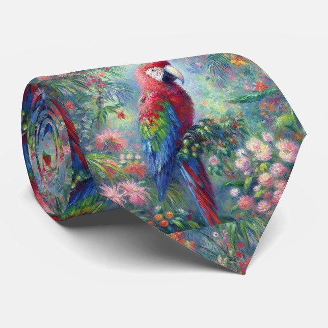 Parrot Bird Jungle Blommigt Impressionism Painting Slips (Rullad)