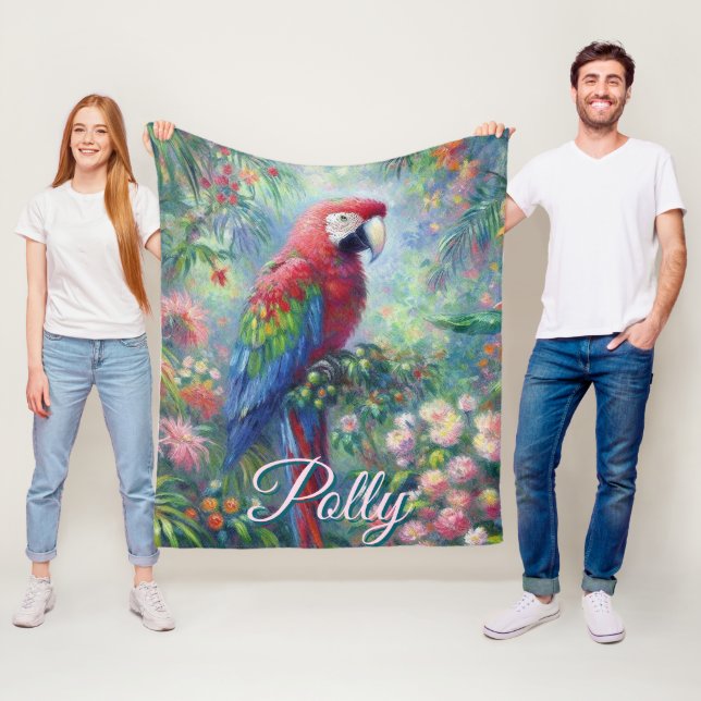 Parrot Bird Jungle Blommigt Personlig Fleecefilt (På plats)