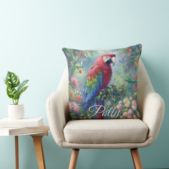 Parrot Bird Jungle Blommigt Personlig Kudde (Stol)