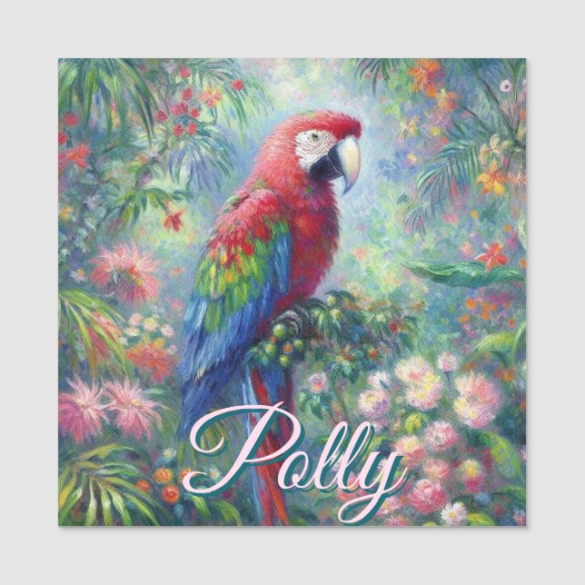 Parrot Bird Jungle Blommigt Personlig Namnbricka (Framsida)
