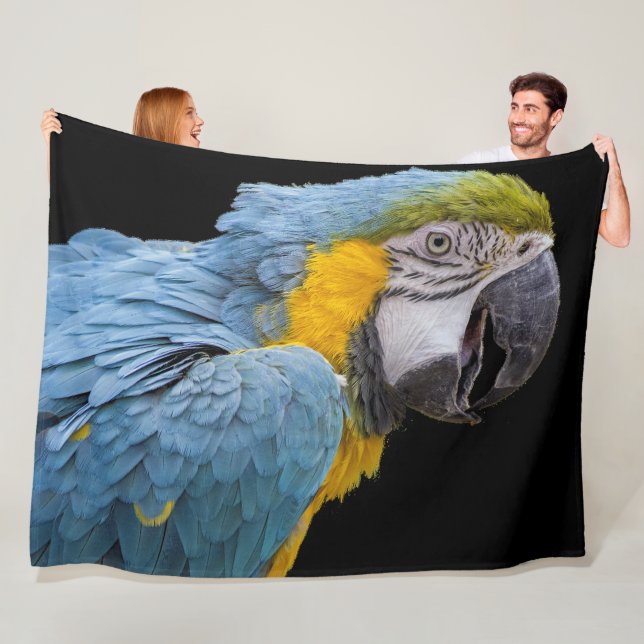 Parrot Bird på Black Fleece Blanket (På plats)