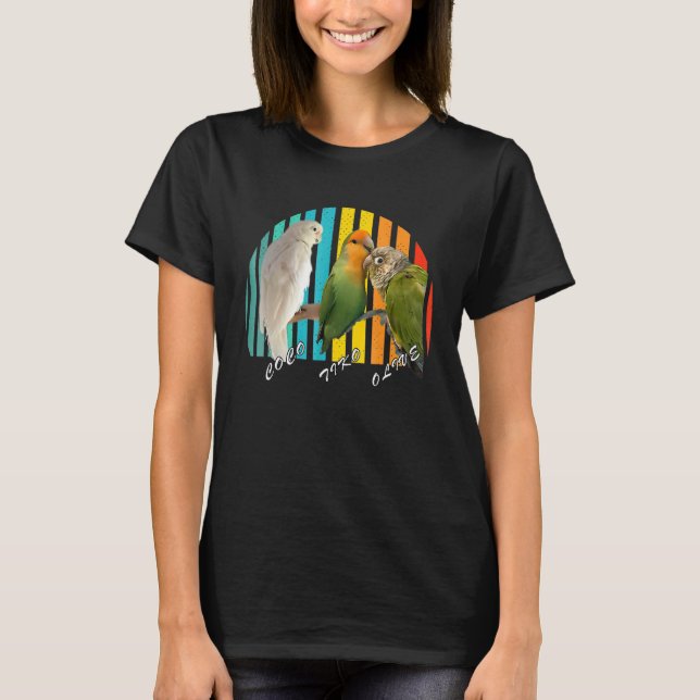 Parrot Bird Vintage Distress Retro Sunset T Shirt (Framsida)