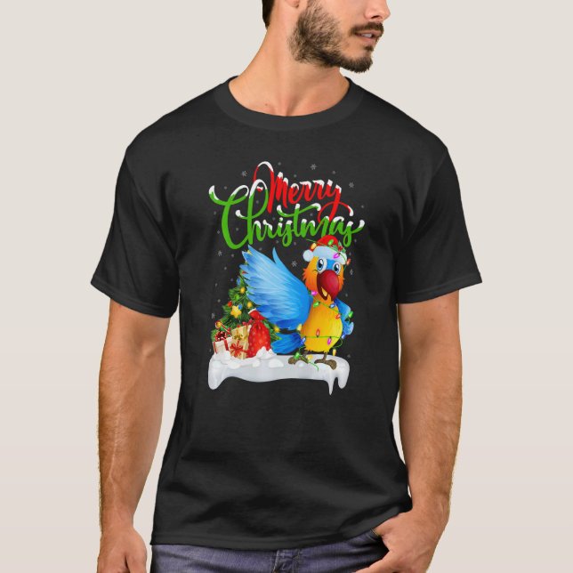 Parrot Bird  Xmas Decorations Santa Parrot Christm T Shirt (Framsida)