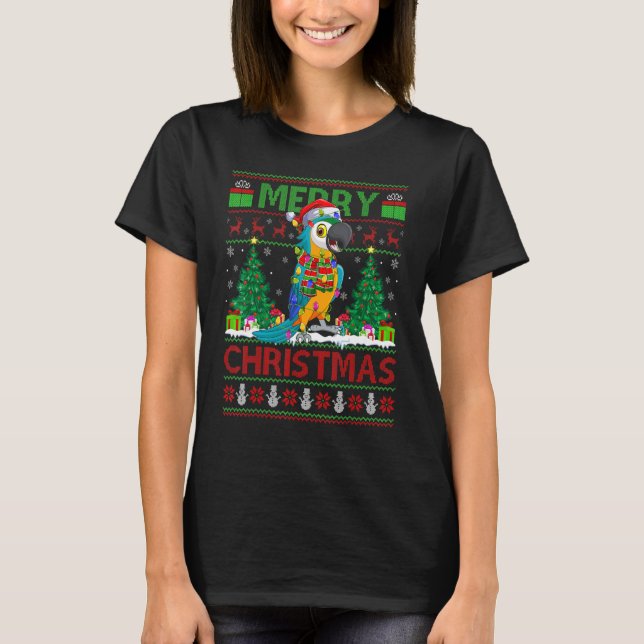 Parrot Bird   Xmas Tree Ugly Santa Parrot Christma T Shirt (Framsida)