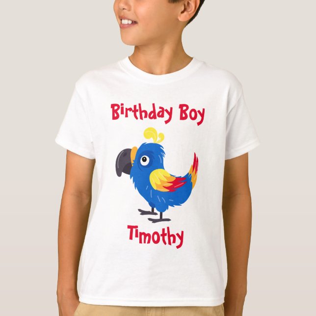 Parrot Birthday Boy T Shirt (Framsida)