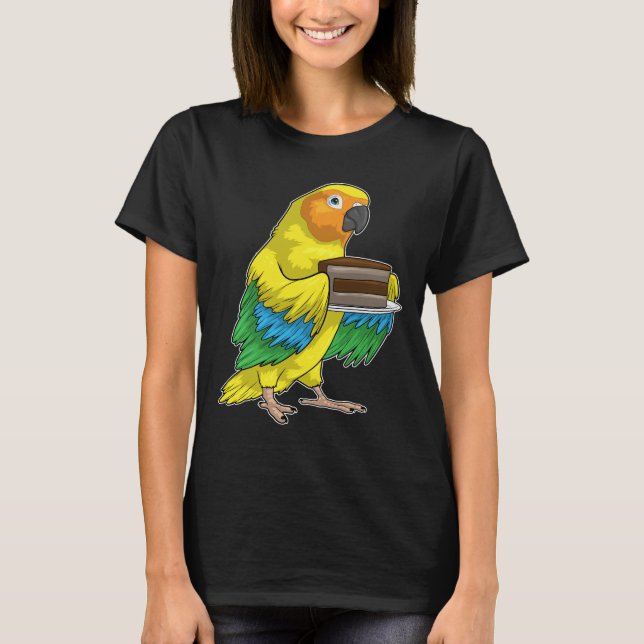 Parrot Birthday Cake T Shirt (Framsida)