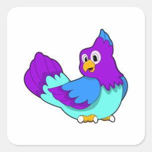 Parrot blå fyrkantigt klistermärke
