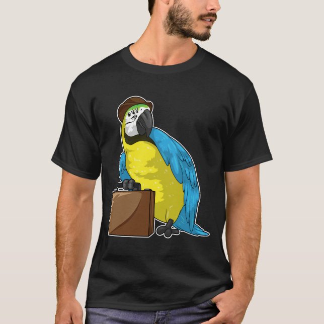 Parrot Businessman Briefcase T Shirt (Framsida)
