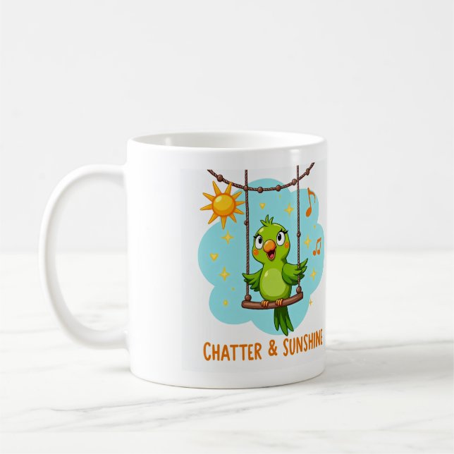 Parrot Chatter & Sunshine Laughter Kaffemugg (Vänster)