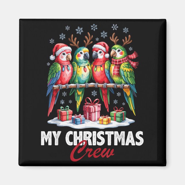 Parrot Christmas Crew Cute Bird Lovers Funny Holid Magnet (Framsidan)