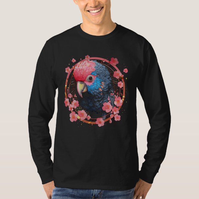 Parrot Church Blossoms - Art Animal Parrot T Shirt (Framsida)