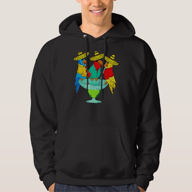 Parrot Cinco De Mayo Drinking Tequila Mexican Fie Hoodie (Framsida)