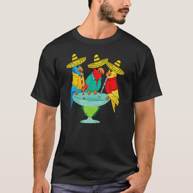 Parrot Cinco De Mayo Drinking Tequila Mexican Fie T Shirt (Framsida)