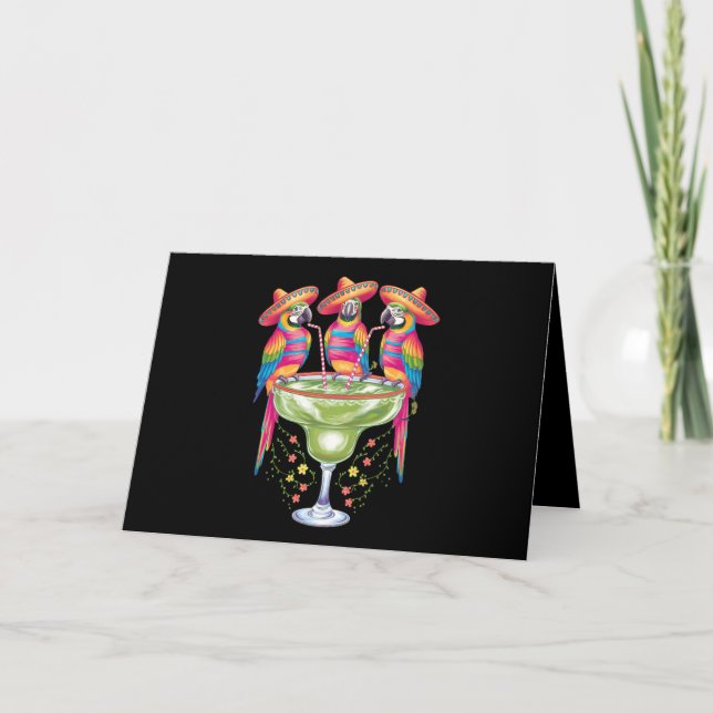 Parrot Cinco De Mayo Funny Drinking Mexican Fiesta Tack Kort (Framsida)