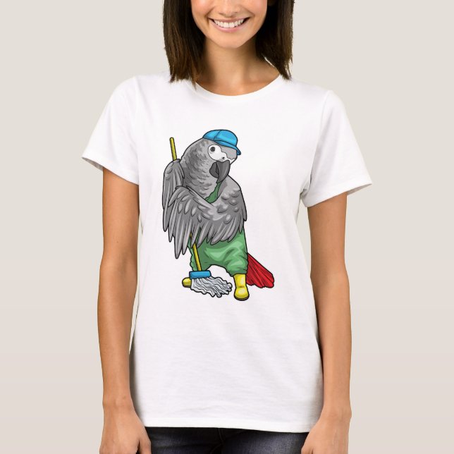 Parrot Cleaner Mop Cleaning T Shirt (Framsida)