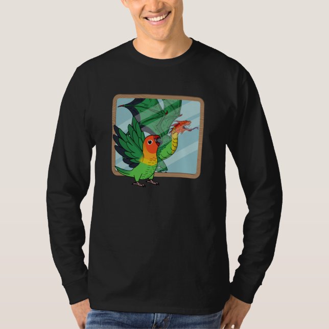 Parrot & Dragon Reflection I Fischers Lovebird T Shirt (Framsida)