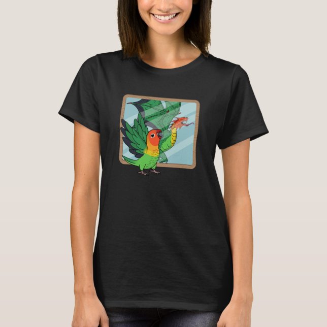 Parrot & Dragon Reflection I Fischers Lovebird T Shirt (Framsida)