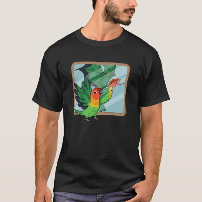 Parrot & Dragon Reflection I Fischers Lovebird T Shirt (Framsida)