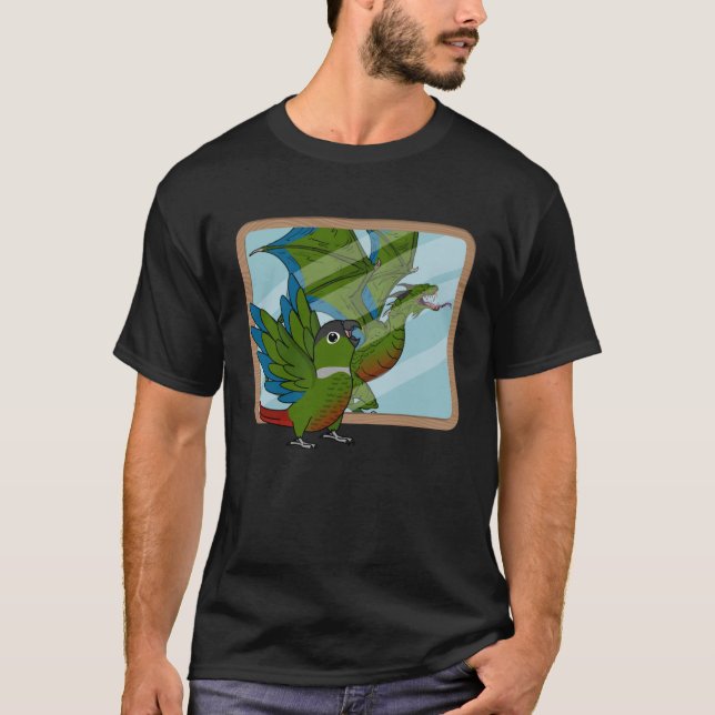 Parrot & Dragon Reflection I Grönt Cheek Conure 1 T Shirt (Framsida)