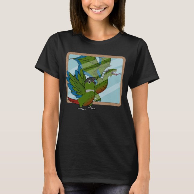 Parrot & Dragon Reflection I Grönt Cheek Conure 1 T Shirt (Framsida)