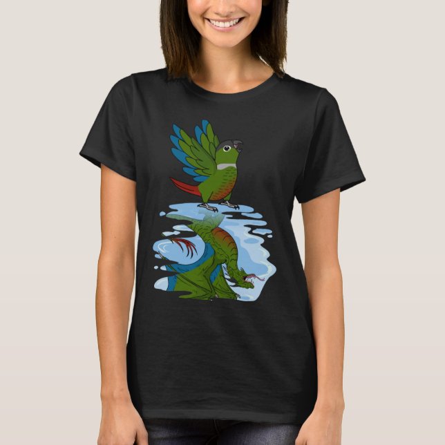 Parrot & Dragon Reflection I Grönt Cheek Conure T Shirt (Framsida)
