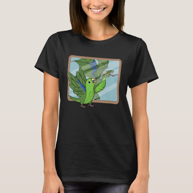 Parrot & Dragon Reflection I Grönt Parrotlet 1 T Shirt (Framsida)